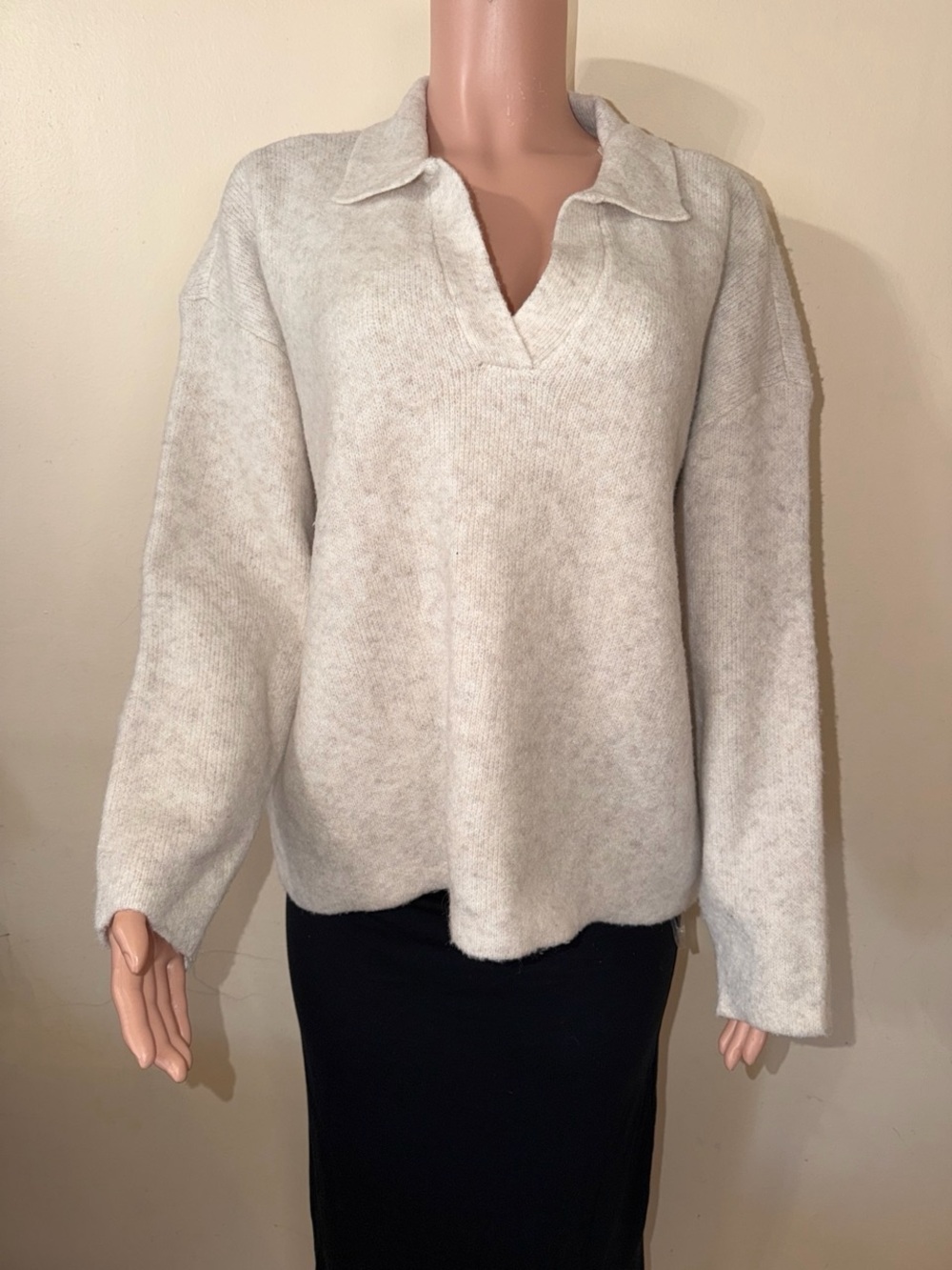 a new day Cream V-Neck Collared Sweater